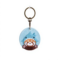 LinWang Custom Double Sided Cartoon Animal Embroidery Alloy Keychain with Electronic Key Finder for Bags & Key Rings