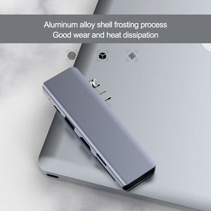 Gray Aluminum Alloy Shell Laptop Docking Station For <strong>MacBook</strong> PC &amp; Laptop 5/6 USB Hub 2.0 For HDMI 4K 60Hz Adapter Stock - Product Image 2