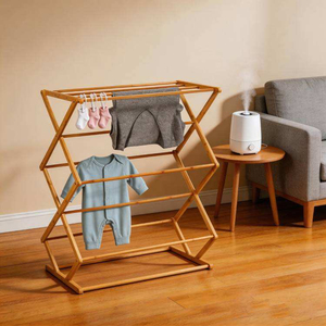 Séchoir à linge en bois multi-niveaux peu encombrant, 6 niveaux, multifonctionnel, grand support de séchage pour vêtements, pour intérieur et <span class=keywords><strong>extérieur</strong></span> - Product Image 3