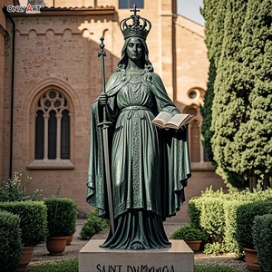 Fundido en bronce Enfermedad <span class=keywords><strong>mental</strong></span> Patron Saint Wears Royal and Lily Crown Holding Bible and Sword Life Size St Dymphna Estatua de latón - Product Image 1