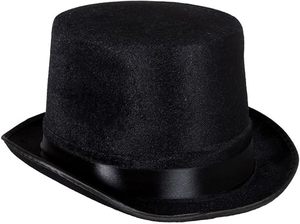 Sombrero de Copa con acabado satinado negro alto, sombrero de copa alto de fieltro negro Vintage para suministros de circo de mago - Product Image 3