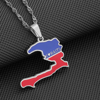 Collier chaîne en acier inoxydable et résine style ethnique rétro pour femme, motif vague d'eau, le plus vendu, Haïti