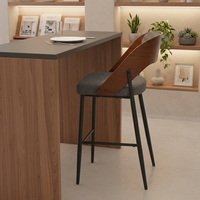 Chaise de bar au design moderne et élégant en bois courbé avec structure métallique stable et coussin confortable pour une utilisation à domicile