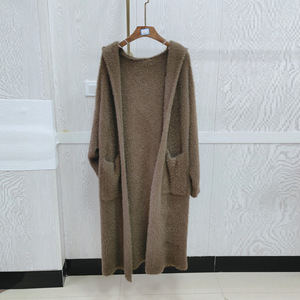 <span class=keywords><strong>Cappotto</strong></span> 2025 in maglia di peluche Cardigan oversize con cappuccio da <span class=keywords><strong>donna</strong></span> con tasca (mantello invernale foderato in pelliccia sintetica) - Product Image 3