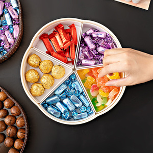 Round Candy Box With Lid 1-3L Standing Type Fruit Platter Storage Container For Home Living Room Coffee Table - Product Image 3
