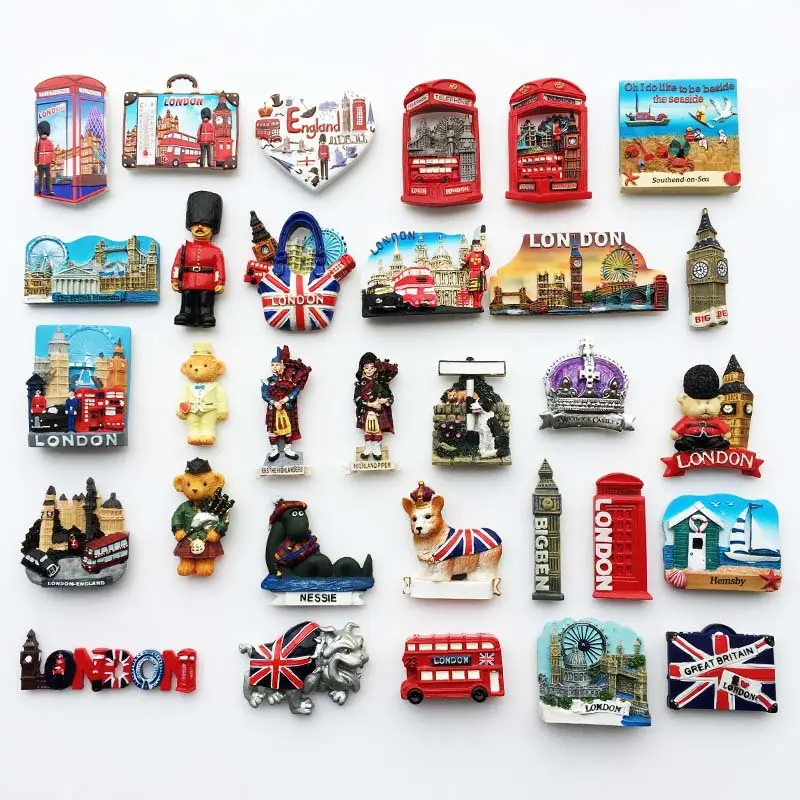 New Bus Phone Booth Features fridge magnets London, England Resin Refrigerator Stickers london bus souvenir magnet