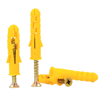 Anti Slip Nylon Plastic Yellow Expansion Plug Chipboard Screw Wood Screw Wall Anchor for Furniture Fixing Construction