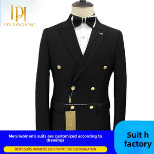 Ensemble de costume formel pour <span class=keywords><strong>homme</strong></span>, double boutonnage, tissu peigné, <span class=keywords><strong>pantalon</strong></span> à braguette zippée, pour mariage et bureau - Product Image 6