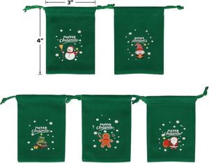 Bolsa de Almacenamiento Reutilizable de Franela con Cordón Navideño - Saco de Regalo Festivo con Estampado Navideño para Regalos Pequeños y Rellenos de Calcetines - Product Image 2
