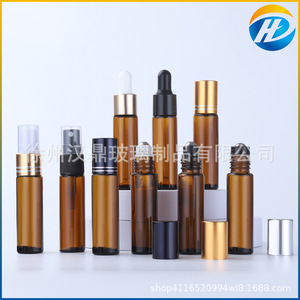 Botella de Vidrio Marrón con Roll-On de 10 ml, Envase Cosmético a Prueba de Luz, Dispensador de Aceite Esencial en Forma de Cilindro con Tapa - Product Image 3