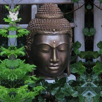 Buste de Bouddha en cuivre fait à la main en métal fait à la main en laiton coulé Fengshui Sculpture de tête de Bouddha en bronze