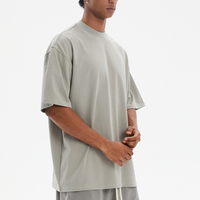 T-shirt surdimensionné en coton 100% noir, 280 g/m², tricoté, haute qualité, design OEM, épaules tombantes, vente en gros pour hommes