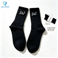 Chaussettes habillées pour hommes L&J en coton à haute élasticité avec logo brodé personnalisé, étiquette sur mesure et faible MOQ