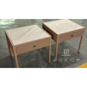 Factory Wholesale Price Retro Wood Nightstand Furniture <b>White</b> Marble Top Square Nightstands With Drawers Retro Wood Nightstand - Product Image 3