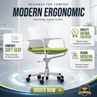 Chaise de bureau moderne NUOGO SEATING GS1760, ergonomique, confortable, chaise de travail pour le personnel, fonction de levage, design contemporain, matériau en tissu
