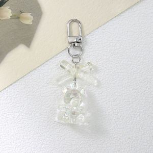 Llaveros de coche de acrílico transparente con diseño de oso, colgante de oso de dibujos animados 3D, accesorios para muñecas, cubierta para auriculares, adorno para bolso - Product Image 2