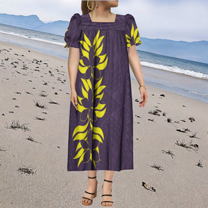 Robe décontractée d'été à manches courtes, style nouveau, extensible dans les 4 sens, micronésienne, polynésienne, ample, respirante, écologique, grande taille - Product Image 3