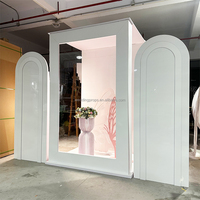 Décorations de scène de fond rose de style château pour fête de mariage, mariage