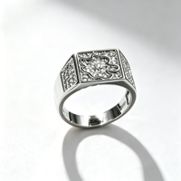 Bague Hip Hop large et massive pour homme, micro-pavée de zircon carré, en laiton plaqué platine, bague statement