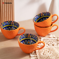 Ensemble de vaisselle en céramique bohème TRESUN, couleur orange, assiette, tasse, bol, ensemble de vaisselle pour restaurant et maison