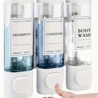 Distributeur de savon mural à 3 compartiments, rechargeable, pour shampoing, après-shampoing et gel douche, accessoires de salle de bain de qualité hôtelière