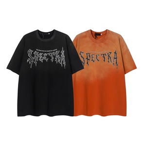 T-shirt Homme Manches Courtes 100% Coton Haute Qualité Printemps-Été Nouveau Style Urbain Rétro Imprimé Étoile et Croix Épineuse Respirant Anti-Boulochage - Product Image 1