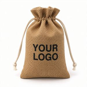 Sacs en toile de jute personnalisés avec logo, pochette cadeau à cordon, sac en fibre de chanvre naturelle pour bougies, savons, café, thé, emballage de mariage et de fêtes - Product Image 1