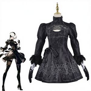 Costume de <span class=keywords><strong>cosplay</strong></span> Nier Automata Yorha <span class=keywords><strong>2B</strong></span>, tenue sexy, costume de jeu, unisexe, jeu de rôle, fête d'Halloween, déguisement, polyester - Product Image 1