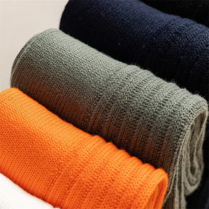 Pure Cotton Long Socks Mid-Calf Athletic Socks For Men Daily Wear Solid Color Breathable Sweat Absorbent White Black Orange - Product Image 4
