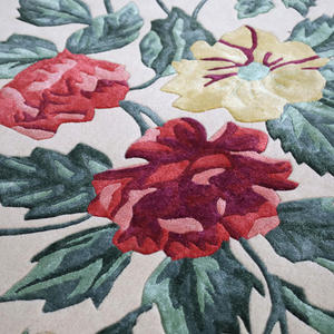 Alfombra de Lana Extra Gruesa Clásica de Lujo con Diseños Florales de Borde Liso, Anudada a Mano, Lavable, para Dormitorios y Uso en Exteriores - Product Image 1