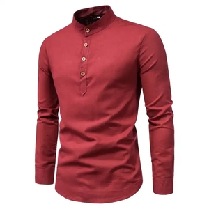 Recién llegado, camisa pesada de manga larga con un solo botón para hombre, tela de terciopelo, cuello inteligente teñido liso, transpirable para otoño, talla Xl - Product Image 3