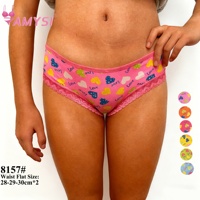Amysi 8157 #   Vente en gros de sous-vêtements pour filles à bas prix, tangas en soie de lait, dentelle, taille basse, motif imprimé pêche, respirant