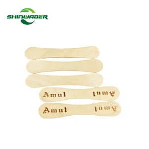 Pasar grosir Cina paket kustom kayu Birch alami Biodegradable pesta kayu Birch sendok es krim alami