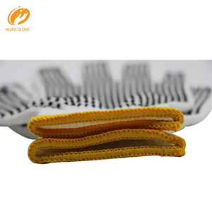 Guantes de seguridad para el trabajo, manoplas de punto de una sola Palma, de PVC, antideslizantes, punteados, color blanco y negro - Product Image 5