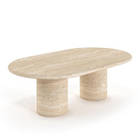 Table basse centrale en marbre avec 2 pieds cylindriques