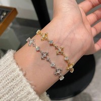 Pulsera de circonita colorida chapada en oro de 18 quilates, resistente al agua y sin deslustre, de acero inoxidable, marca Fanhua.