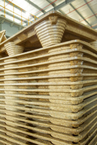 Presswood Pallet ngành công nghiệp vận chuyển hàng hóa một mặt sàn đúc 4 chiều 1000x1000x130mm tái chế gỗ nhẹ có thể làm tổ - Product Image 4