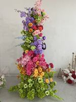 Boule de fleurs artificielle en soie, haute simulation, couleurs vives fuchsia et orange, pour centre de table et chemin de table de mariage, en vente
