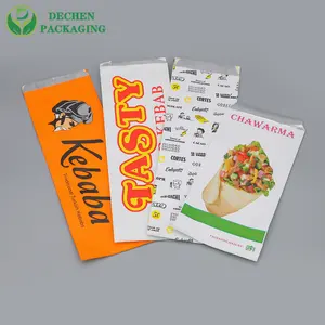 Paper Lined Foil Bags BBQ Chicken Takeaway Take Out Lined Hot Dog Sleeves Sandwich Aluminum Foil Paper Bag Packing