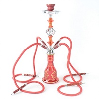 Kit complet de chicha arabe en métal givré, de taille moyenne, à double et quadruple tuyaux, pour bar à chicha