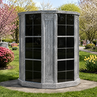 72 niches de columbarium, portes noires, corps principal, monuments funéraires, sculptures en granit
