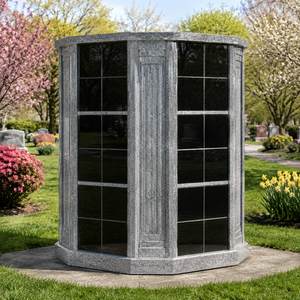 Columbario de 72 nichos con puertas negras, cuerpo principal, lápidas, monumentos y esculturas de granito - Product Image 3