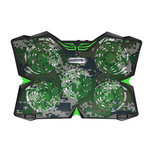 Lumière LED verte silencieuse 5 ventilateurs refroidisseur d'ordinateur <span class=keywords><strong>portable</strong></span> coussin de refroidissement ordinateur <span class=keywords><strong>portable</strong></span> de jeu support de refroidissement double port USB - Product Image 1