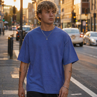 T-shirt en coton épais 300G personnalisé avec logo, coupe ample, style urbain minimaliste pour le quotidien