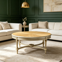 Table basse moderne en bois massif avec plateau en marbre, finition dorée, convertible et extensible, meuble de salon, table ronde centrale