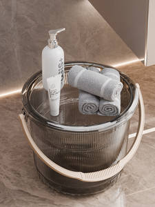 Ensemble <span class=keywords><strong>de</strong></span> seaux à linge ménagers avec couvercle en <span class=keywords><strong>plastique</strong></span>, stockage d'eau, shampoing, <span class=keywords><strong>bain</strong></span>, transparent, anti-goutte, protection solaire - Product Image 3