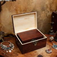 WanuoCraft Coffret en bois de pin gravé vintage avec serrure à combinaison antique, 2 coffres de rangement imbriqués pour objets de valeur et souvenirs
