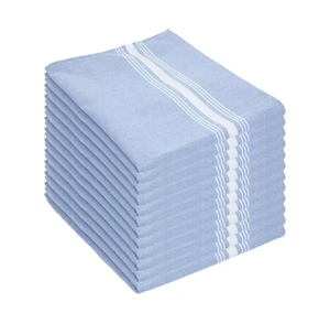 Offre Spéciale 12S x 12S 6.80z MJS Spun Polyester Bleu Clair Inversé Bistro Stripe Serviette Dîner Serviettes Nappes De Restaurant - Product Image 1
