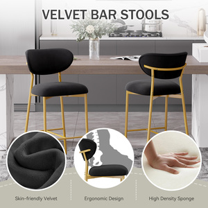 Velvet Adjustable Steady Ergonomic Modern Counter <b>Stool</b> 30 Inch Seat Height Outdoor Hotel Dining <b>Bar</b> Chair Powder Living Room - Product Image 4