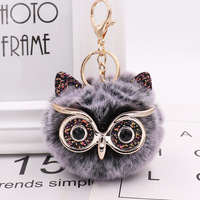 Hibou fausse fourrure Pom Pom boule de fourrure porte-clés sac porte-sac porte-clés sac à dos pendentifs hibou fausse fourrure vert pompon porte-clés
